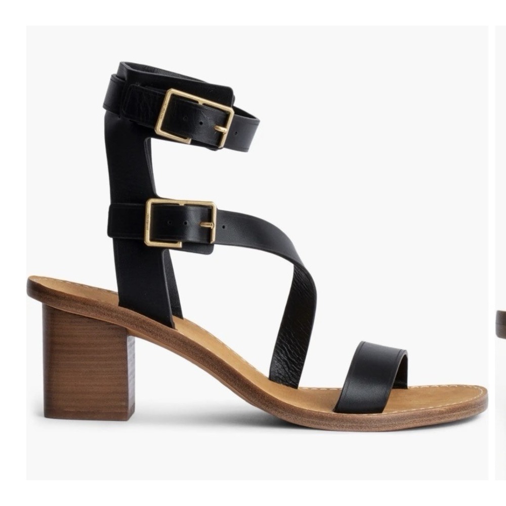 Zadig & Voltaire Cecilia Caprese Block Heel Sandals Women's Black Size 39 US 8.5